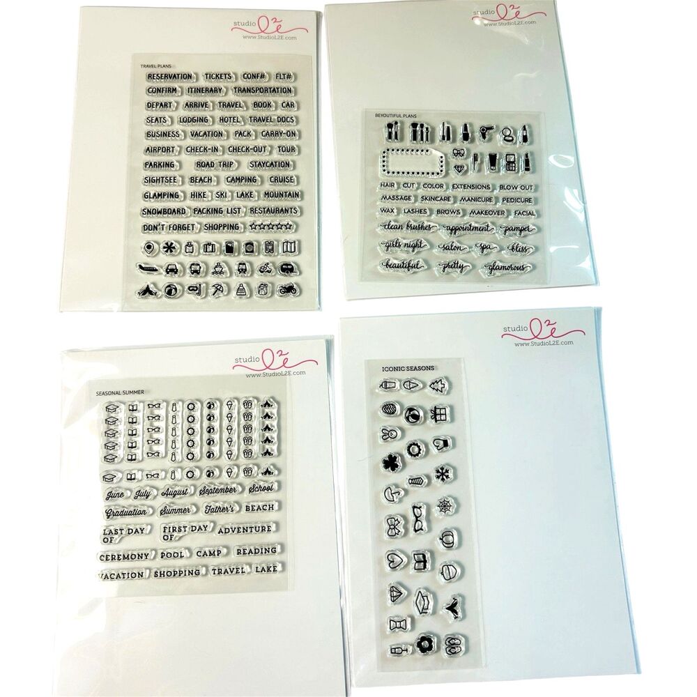 Studio L2E 2014 Photopolymer Planner Stamps Lot of 4 Travel Beauty Seasons NEW